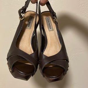 Steve Madden brown leather sling back heels